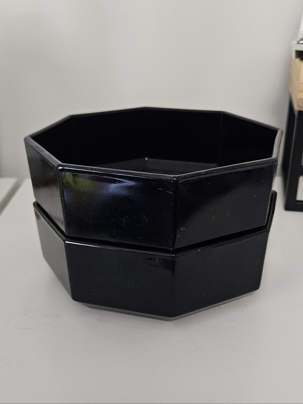 Vintage Arcoroc France Octime Black Glass Bowls